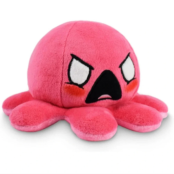 TeeTurtle - The Original Reversible Octopus Plushie - Angry Light Pink + Furious - Picture 1 of 6